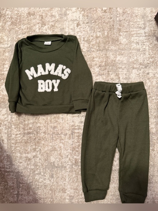 Other - Kids Olive 'Mama's Boy' Matching Set - Cozy Thermal Top & Joggers size 9/12M